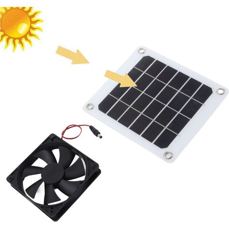 Ventilateur d'extraction solaire 5V 10W, étanche, mini ventilateur alimenté par panneau solaire, idéal pour rafraîchir les greniers, les serres, les poulaillers et les cages pour chiens. (1/5)
