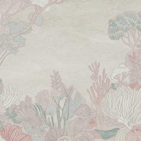 papier peint panoramique les plantes gris, rouge et bleu - Komar (1/4)