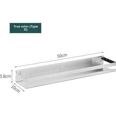 Wandmontiertes Aufbewahrungsregal aus Edelstahl 304, kein Bohren erforderlich, für Gewürze und Würzmittel (gebürstet - 50 cm)