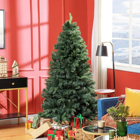 Árbol de Navidad artificial de 180 cm con soporte de acero plegable, 1061 ramas, decoración navideña, color verde.
