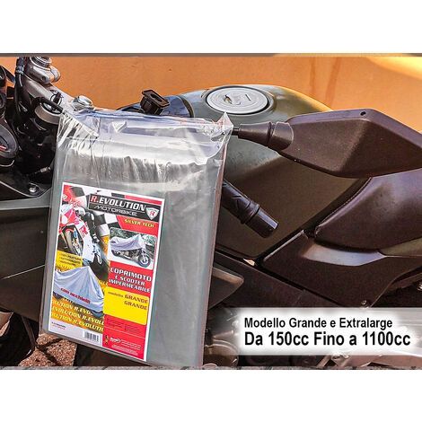 LEDLUX A060996 Telo Coprimoto Universale Impermeabile Antistrappo Modello Grande e Extralarge Da 150cc Fino a 1100cc Colore Silver (1/3)