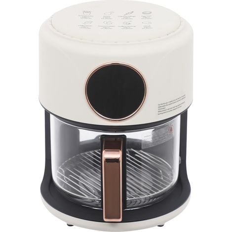 Friteuse à air chaud avec cuve en verre, 4,2 L, 1 200 W, équipée d'un écran tactile LED, avec 8 programmes de cuisson automatiques intégrés, idéale pour frire et cuire au four.