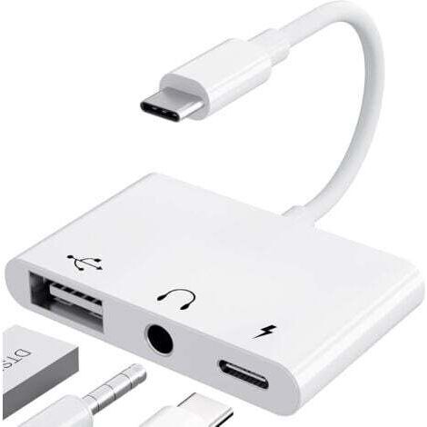 LaBlanc - Adattatore da USB C a jack da 3,5 mm con ricarica rapida, adattatore OTG, splitter per cuffie da Type C ad Aux (bianco) (1/5)