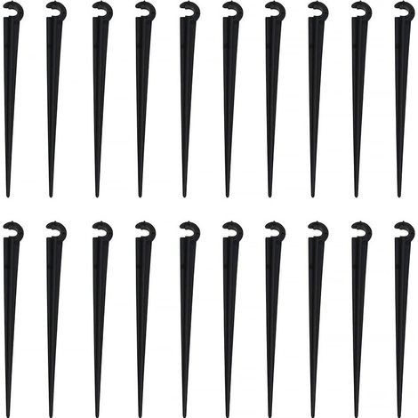 Piquets de jardin, lot de 200 piquets à boucle pour tuyaux, supports fixes en forme de C, piquets de fixation au sol Piquets de jardin pour l'irrigation goutte à goutte et les tuyaux d'arrosage