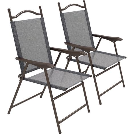 Folding Garden Chairs, Set of 2, 56 x 62 x 97 cm, Grey (1/5)