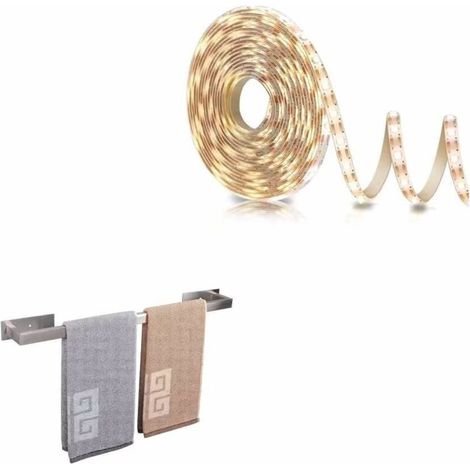 royaluxe -« Améliorez votre espace avec commodité : bandes lumineuses LED alimentées par piles et barre porte-serviettes de salle de bain autocollante pour une décoration polyvalente et facile de la m (1/3)