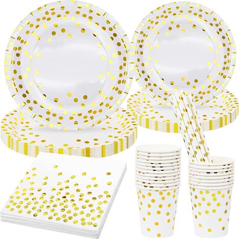 Servizio Tavola 80 Pezzi Bianco Oro per Ricevimenti (1/5)