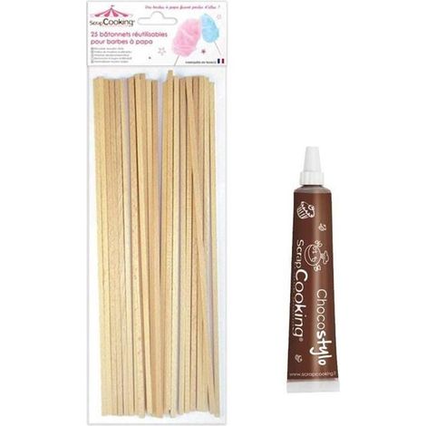 Stylo chocolat + 25 bâtonnets pour Barbe à papa