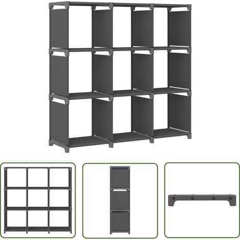 The Living Store Étagère d'affichage 9 cubes Gris 103x30x107,5 cm Tissu - Étagère - Bibliothèque - Rangement - Meuble Design - Intérieur (1/5)