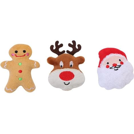 Lot 3 jouets Noël chien chat, peluche couineur mâcher (1/5)