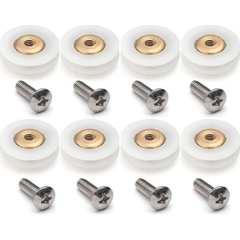 Lot de 8 Roulettes Rainurées en V en Cuivre 19 mm de Diamètre pour Porte de Douche, Universel, Acier Inoxydable, 19 Mm-8cs (1/5)