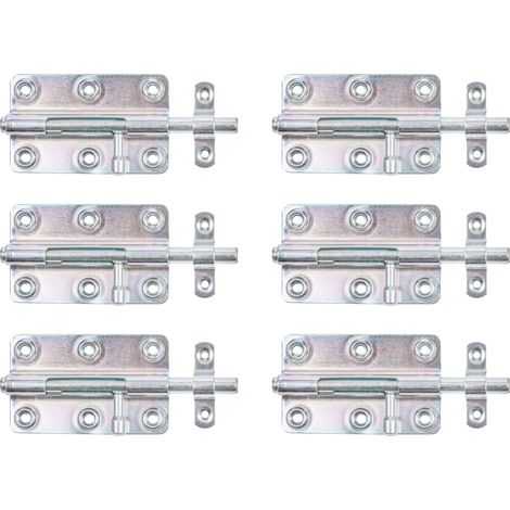 842512 Verrou à boulon avec poignée ronde et boucle fixée galvanisé passivé à couche épaisse Plaque 100 x 59 mm Boulon 10 mm Longueur totale 145 mm Lot de 6 (1/2)