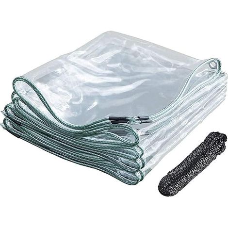 Transparent Waterproof Tarpaulin with Eyelets 420 g/m² Tarpaulin Sheet Cover PVC Plastic Tarpaulin for Outdoor Garden 0.3 mm Thick 2 x 3 m (1/5)