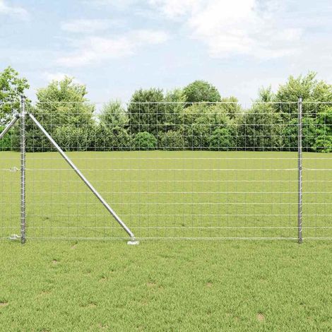 Zaun mit Pfosten Silber 1 x 10 m Stahl