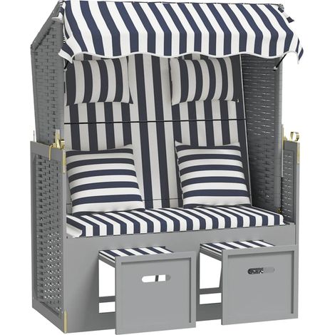 Maison Exclusive - Strandkorb mit Kissen Poly Rattan und Massivho