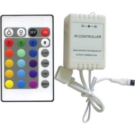 Contrôleur RGB & Télécommande 24 commandes pour ruban 12V RGB - SILAMP (1/3)