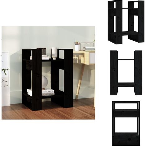 Bibliothèque/Séparateur de pièce Noir 41x35x57 cm Pin massif - Bibliothèque - Meuble De Rangement - Étagère - Séparateur De Pièce - Bibliothèque Noire (1/5)