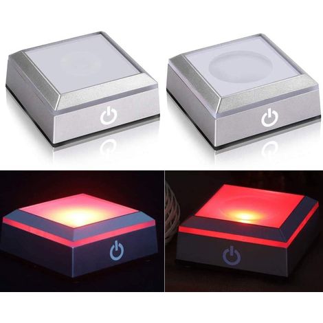 Set mit 2 LED-Leuchtfüßen, mehrfarbigen LED-Displayständern mit 6 Beleuchtungsmodi für Kristalle, Glas und Kunstdekoration, inklusive berührungsempfindlichem Schalter