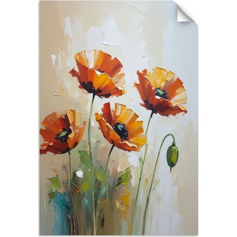 Selbstklebendes Poster – Wandsticker Rote Mohnblumen Blumen 20x30 cm (1/3)