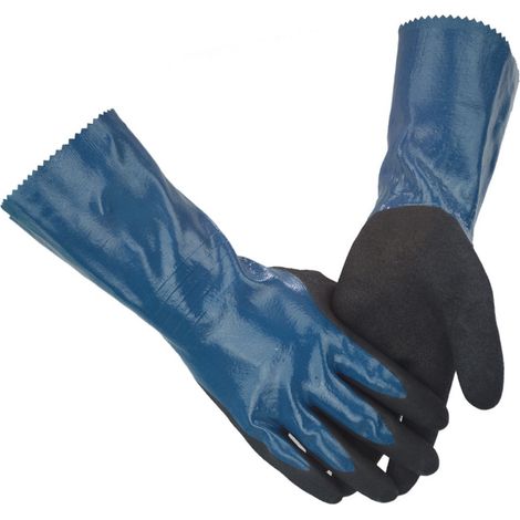 Gants longs en caoutchouc nitrile et nylon, résistants aux huiles et aux produits chimiques, pour travaux de réparation WG‑528L 9 (1/5)