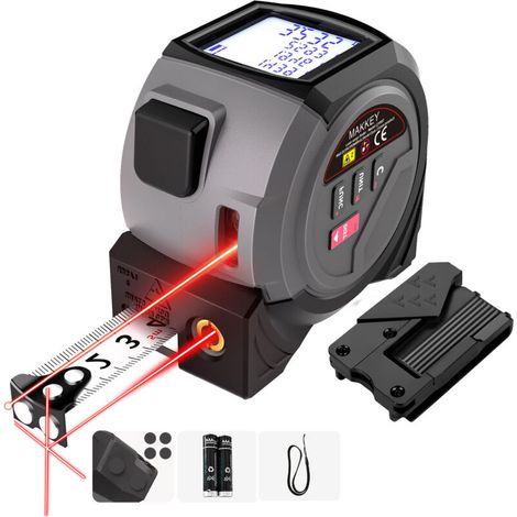 40M Mètre à ruban laser 3 en 1, angle électronique à deux axes, mesure de surface/volume/Pythagore/différence de hauteur, unité de commutation m/in/ft (1/5)