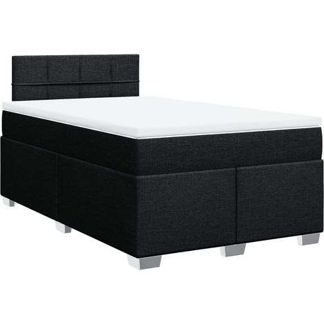 Lit double  Lit adulte  Sommier à lattes de lit avec matelas Noir 120x200 cm Tissu