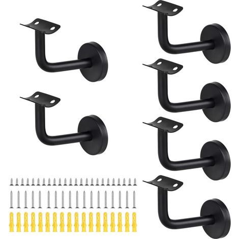 Support main courante Acier inoxydable supports de rampe main Supports de main courante d'escalier Support mural de rampe en bois pour rampes d'escalier intérieures et extérieures (Bend-6Pcs) (1/5)