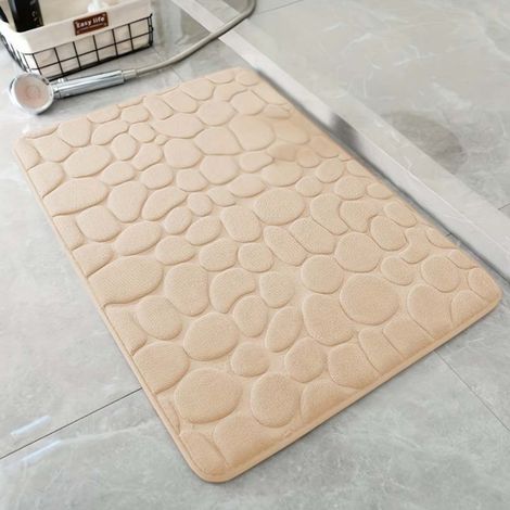 LAN Kaki - Petites pierres 4060cm (corail polaire 0,8cm d'épaisseur) Petit tapis de sol rectangulaire en polaire corail, facile à nettoyer, couleur unie, absorbant et antidérapant. (1/5)