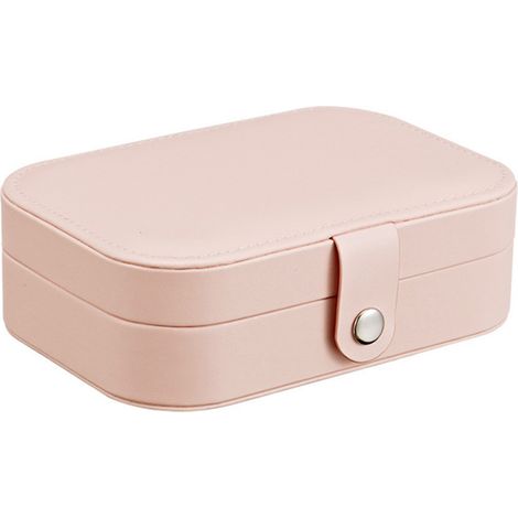 Caja de joyería compacta de 6,5 pulgadas de piel sintética, resistente a los arañazos, para guardar anillos y collares en una bolsa. (1/5)