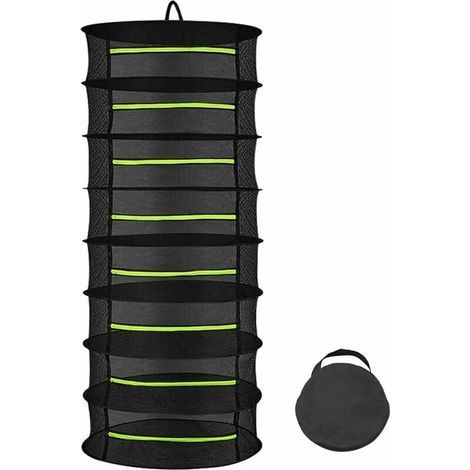 Secador de hierbas de 8 niveles, red de secado colgante de 60 cm, red de secado plegable para plantas hidropónicas, peces y malezas. (1/5)