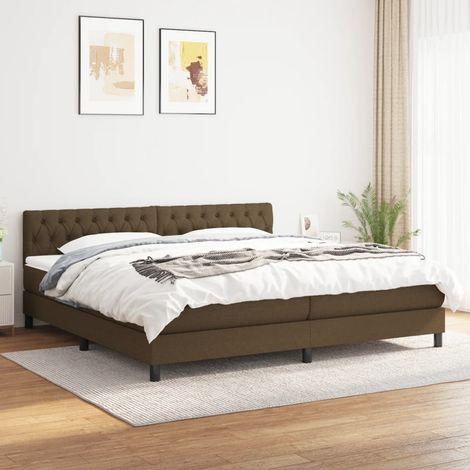 Lit à sommier tapissier avec matelas - Cadre De Lit Moderne: King Size - Lit Double - Marron foncé 200x200 cm Chic-230806 (1/5)