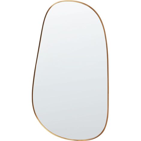 Specchio moderno da parete con cornice in metallo e alluminio di forma irregolare con ganci Oro Vernais