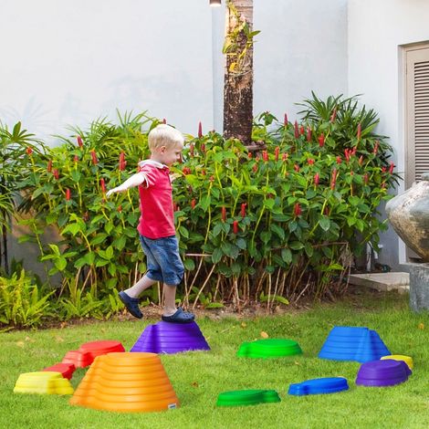 Pierres de rivière, d'équilibre, pierres de marche pour enfants, jeu d'équilibre, antidérapant, jusqu'à 100 kg