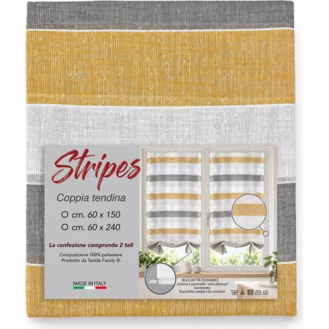 Coppia Tendine a Vetro Stripes Giallo a Pacchetto con Bacchette Incluse – 2 Teli Made in Italy COPPIA (2 TELI) CM. 60X240 (1/5)