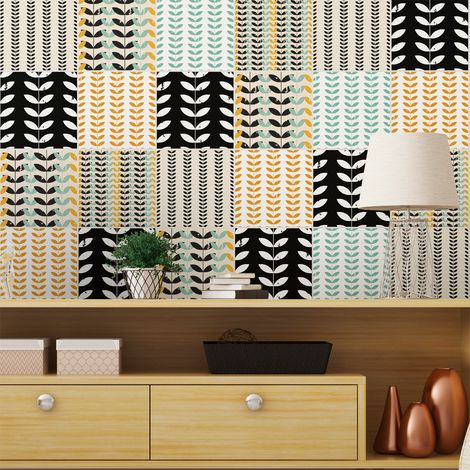 Sticker Mural Carrelage adhésif Cuisine Salle de Bain - 24 STICKERS CARRELAGES SCANDINAVE TEODOR - 24stickers10x10cm (1/5)