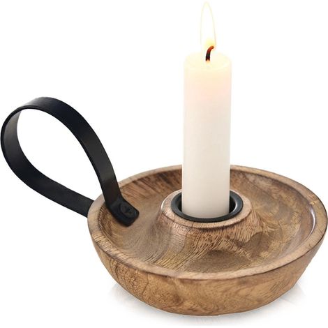 Wooden Mango Candle Holder with Metal Handle (1/5)