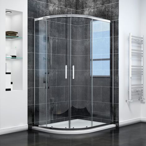 ELEGANT 900 x 800 mm Sliding Door Quadrant Shower Cubicle Enclosure (1/5)