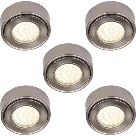 Litecraft Under Cabinet Light 1.5 Watt Warm White LED In Satin Nickel - 5 Pack (1/3)