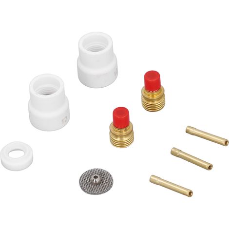 Lot de 12 accessoires soudure TIG lentille gaz buses céramique blanches porte électrode biseau court raccord maille couvercle PTFE pour torche argon WP 9 20 25 (1/5)