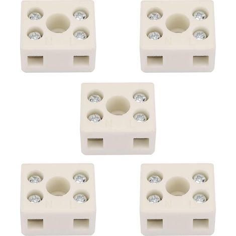 5 Pièces Borniers en Céramique Isolant Haute Fréquence, Anti vieillissement, Domino Ceramique Haute Temperature, bornier electrique pour Câbles D'alimentation (1/5)