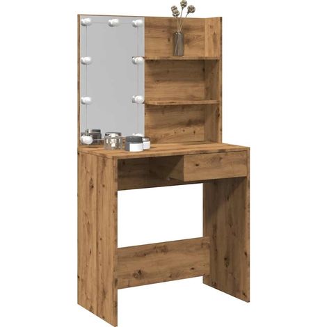 vidaXL Dressing Table with LED Artisan Oak 74,5x40x141 cm (1/5)