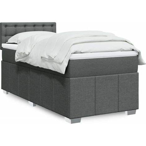 Boxspringbett mit Matratze Dunkelgrau 90x200 cm Stoff