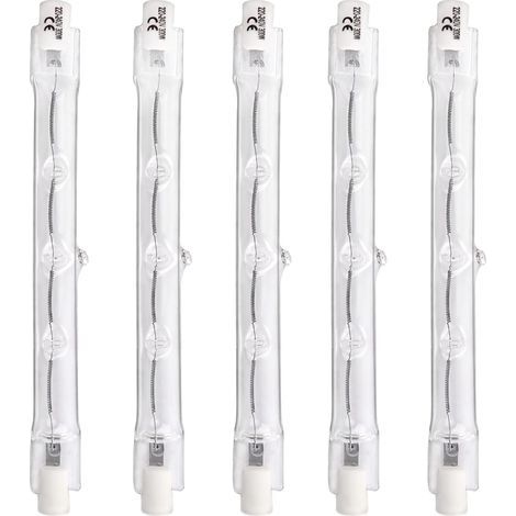 Ampoules Halogènes Linéaires R7s 118mm 400W, Dimmable Blanc Chaud, 220V Projecteur à ble extrémité R7s pour Éclairage paysager, Lumière de travail de sécurité, 5 Pièces (1/5)