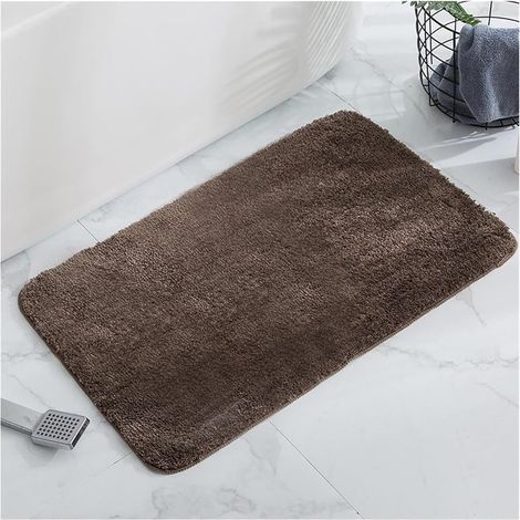 Tappetino da bagno in morbida microfibra, super assorbente e antiscivolo, colore caffè, 40x60 cm. (1/5)