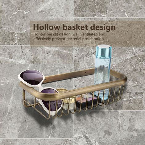 Lot en cuivre massif 30cm étagère de douche mural porte-savon shampoing rangement salle de bain robuste (1/5)
