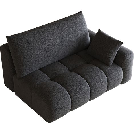Divano Angolare Destro 2 Posti, Modulare, Senza Montaggio, Seduta Chaise Longue, Tessuto, Grigio Scuro (1/5)