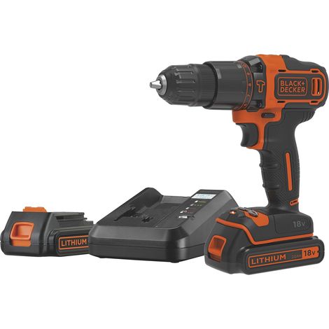BLACK+DECKER - Trapano avvitatore percussione a batteria 18V, 2x batterie 2,0 Ah Li-Ion, caricabatterie BDCHD18K1B2-QW (1/5)
