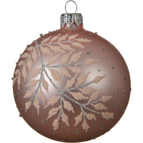 Pallina di natale rosa decorata con ramo Ø8