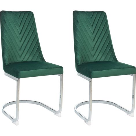Juego de 2 sillas de comedor de terciopelo verde sin brazos con respaldo alto en voladizo para sala de estar Altoona (1/5)