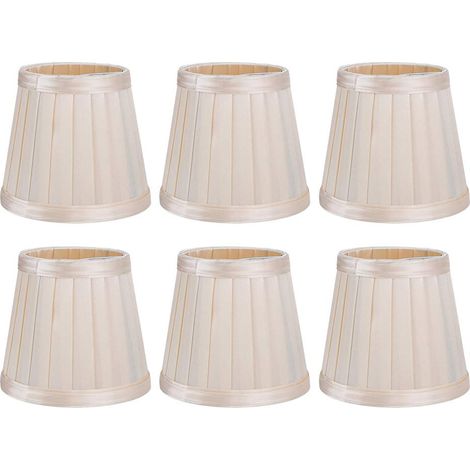 Petit Abat jour en Tissu Ensemble de 6 Baril Clip pour Lampe de Table et Lumière de Sol Moderne Art Simple Décor Beige E14 14 mm (1/4)